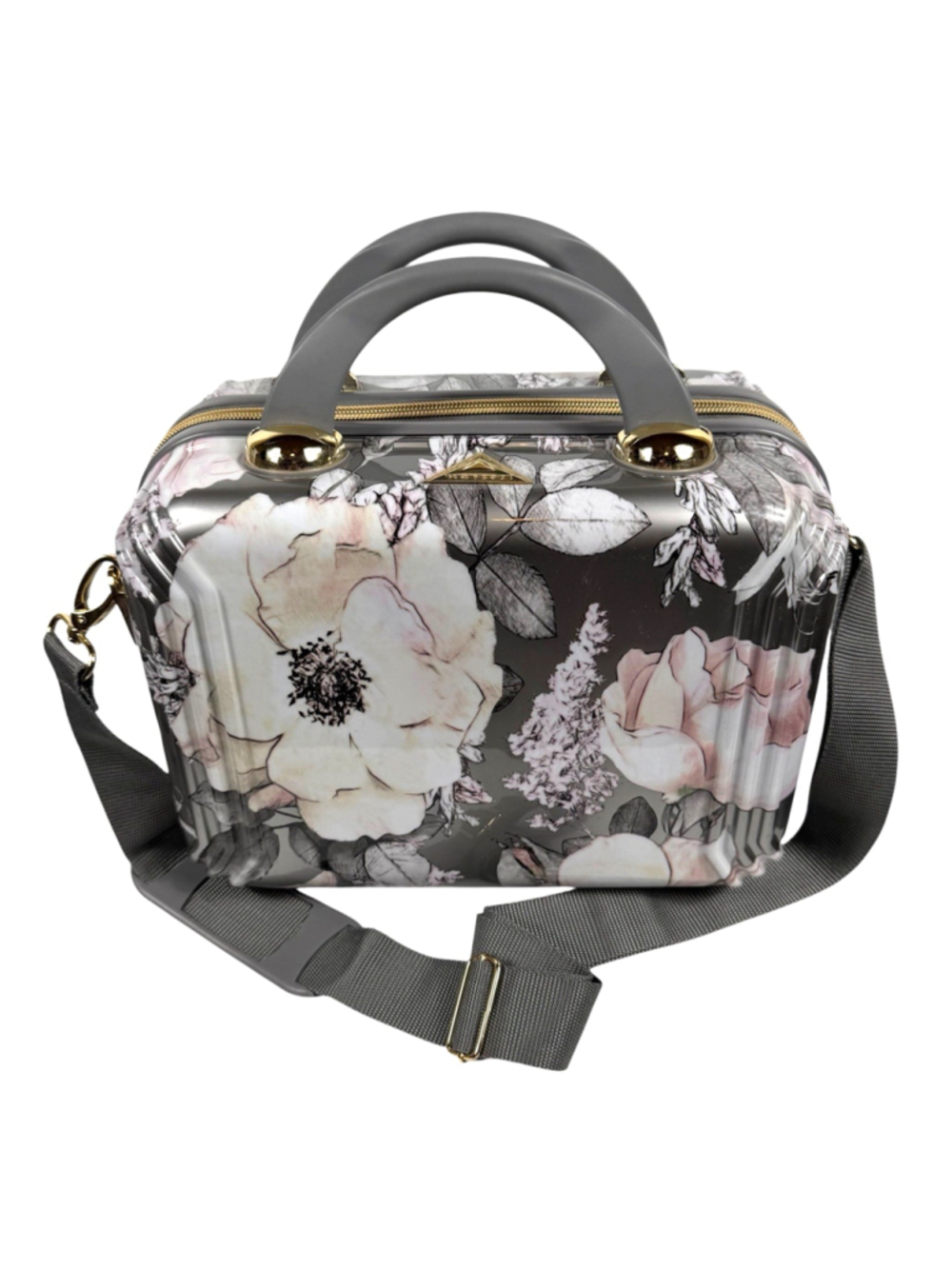 Triforce Elite Performance Avignon Hard Travel Makeup Case Zipper Gray Floral